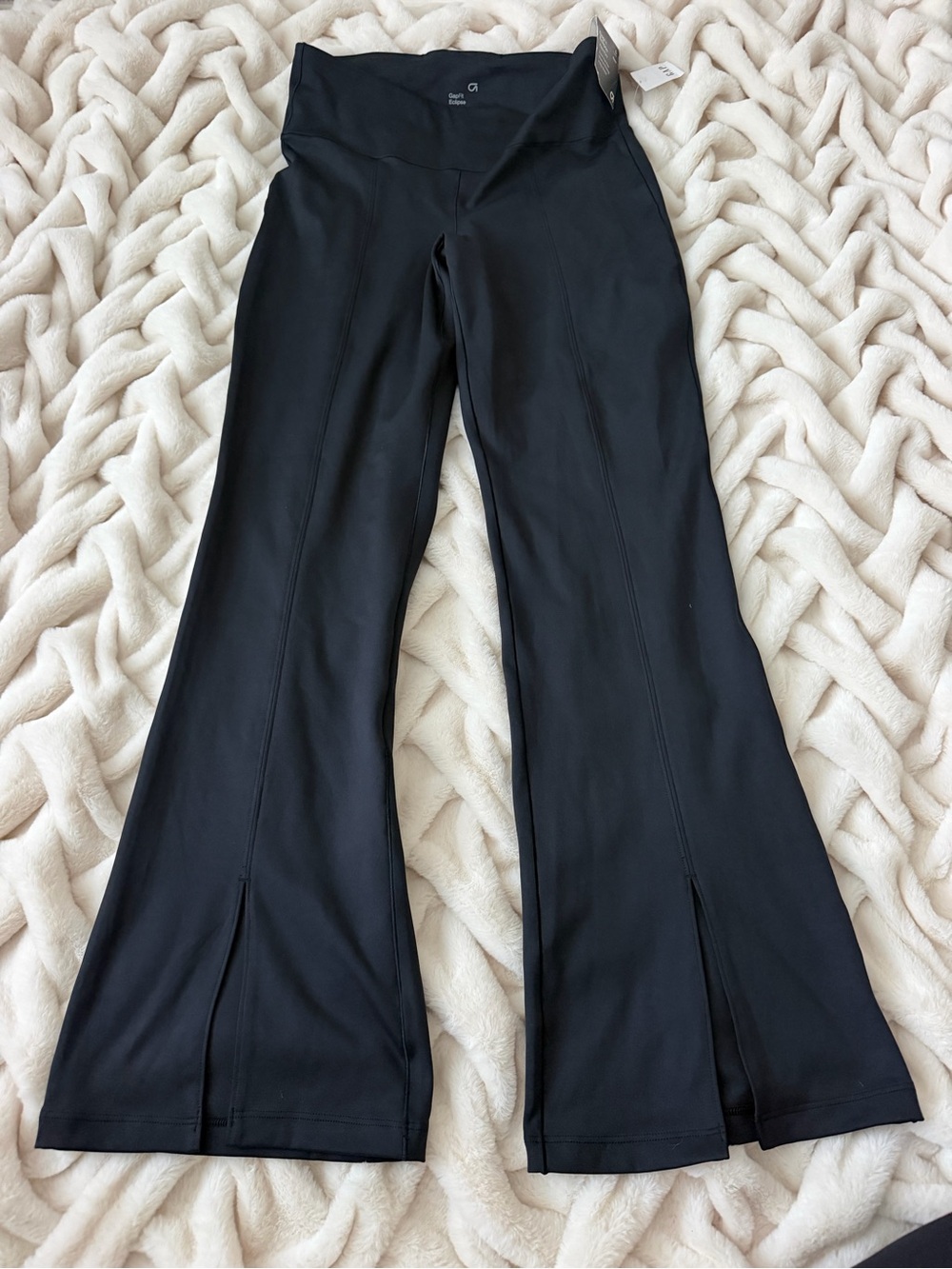 GAP Black Boot-Cut Yoga Pants with Front Slits